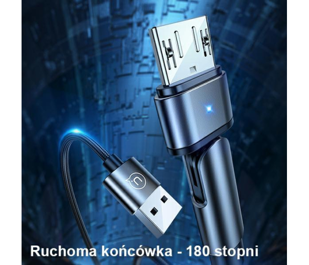 USAMS Kabel pleciony obrotowy U60 2A microUSB czarny - 1569082 - zdjęcie 3